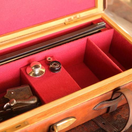 Matjiesfontein Gun Case, red, suede, gun case, wooden case, leather product, handcrafted