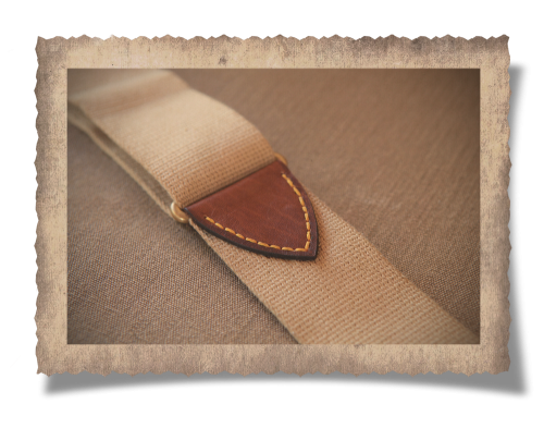 The Nieu-Bethesda Big Bore Rifle Sling, cotton canvas strap, yellow stitching, brass finishes, leather products, handcrafted