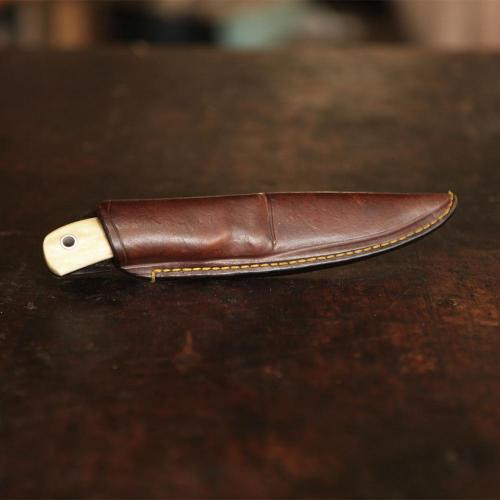 The Jagersfontein Custom Knife Sheath, leather product, handcrafted, yellow stitching