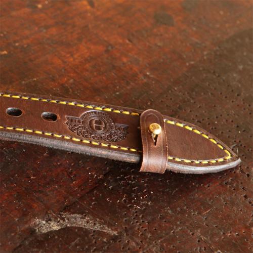 The Simonstown Dog Collar - 50mm, leather products, brass studs, logo, yellow stitching, holes, handcrafted
