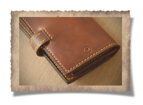 Elliot License Holder (16), yellow stitching, leather product, initials stamp, handcrafted